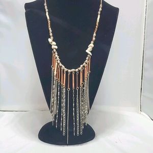 BKE  copper  silver necklace with dangling chains necklace